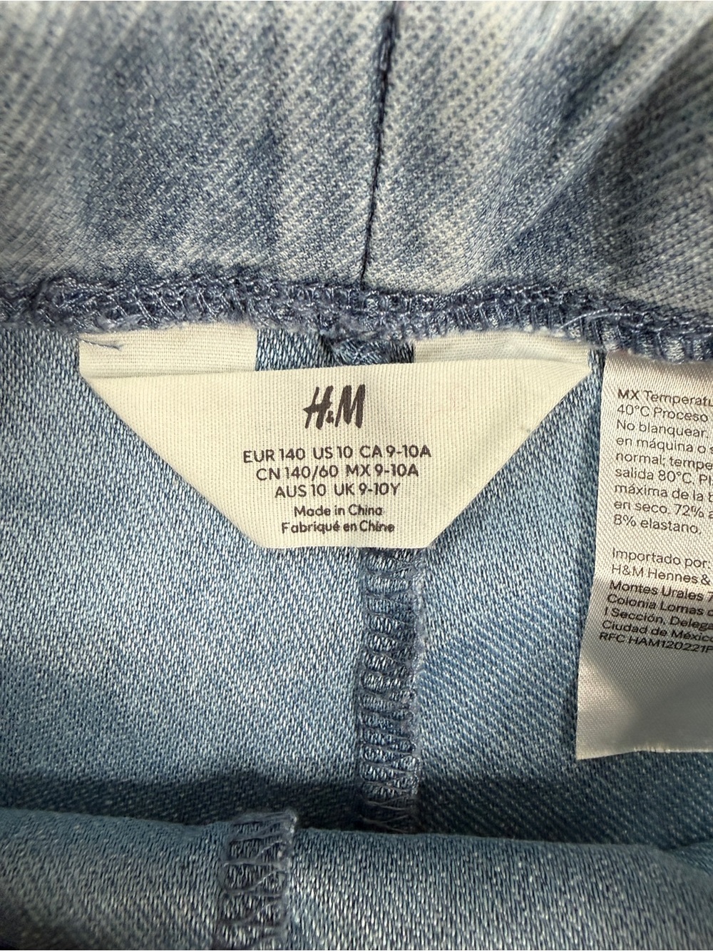 H&M Girls Light Blue Wash Wide Leg Knit Stretch Denim Jeggings Size 10 - Picture 3 of 11